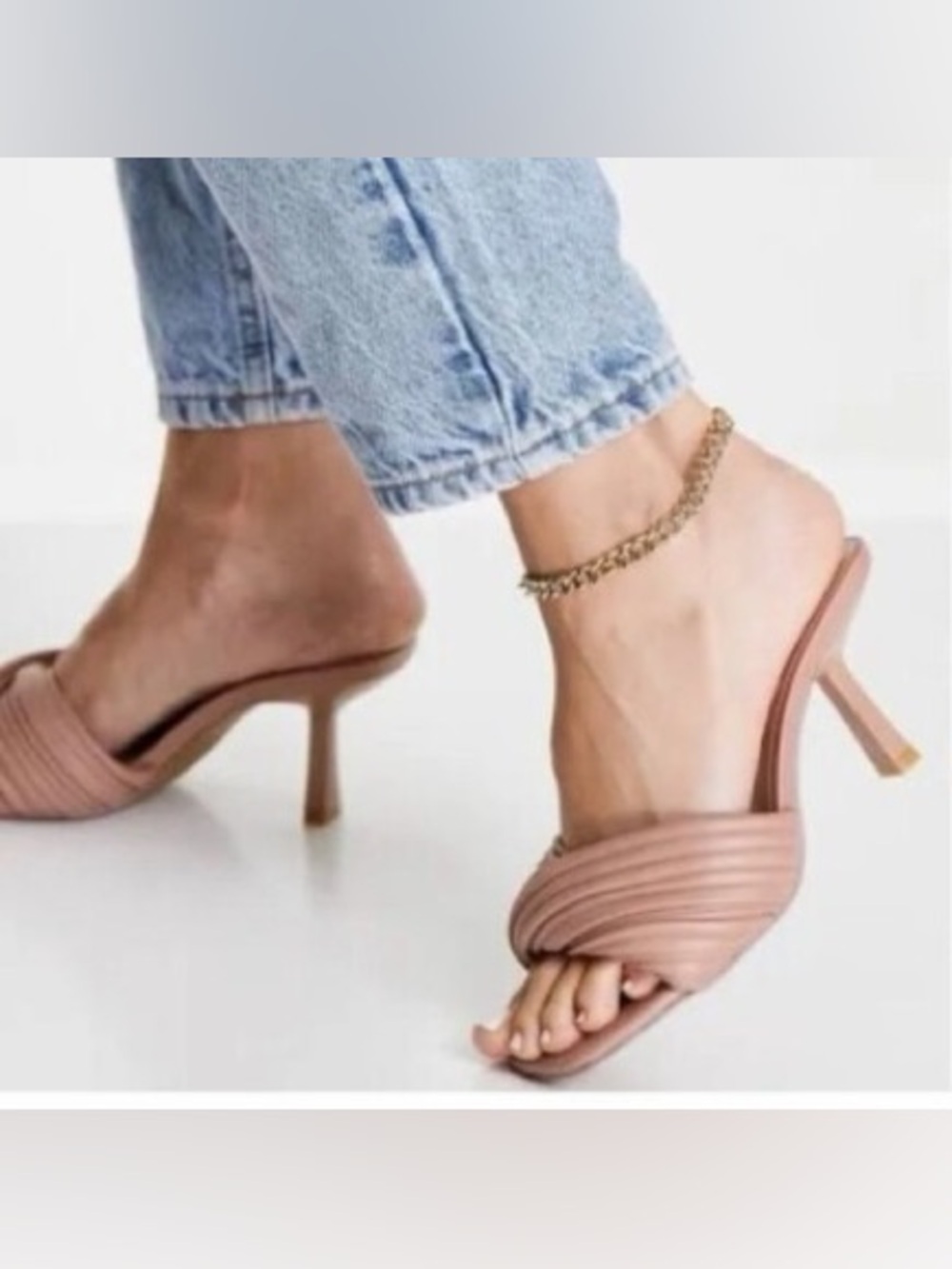 Steve Madden Twinkled  Tan  Strappy Mule Heels